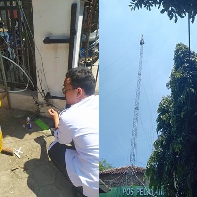 Perbaikan sling tower & pointing di DLH.